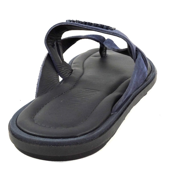 MOSCHINO ?? MEN\'S BLUE SOFT LEATHER COMFORT FLAT SUMMER SANDALS main image 5